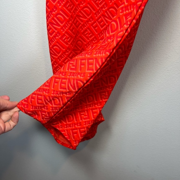 Skims X Fendi Women's Sleeveless Mid Thigh Bodysuit Georgia Orange Stretch Sz XS - Picture 6 of 12